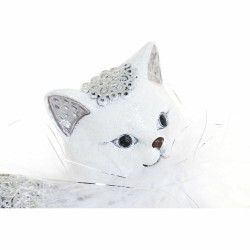 Figurine Décorative DKD Home Decor Blanc Argenté Résine Chat Romantique 15 x 7,5 x 14 cm