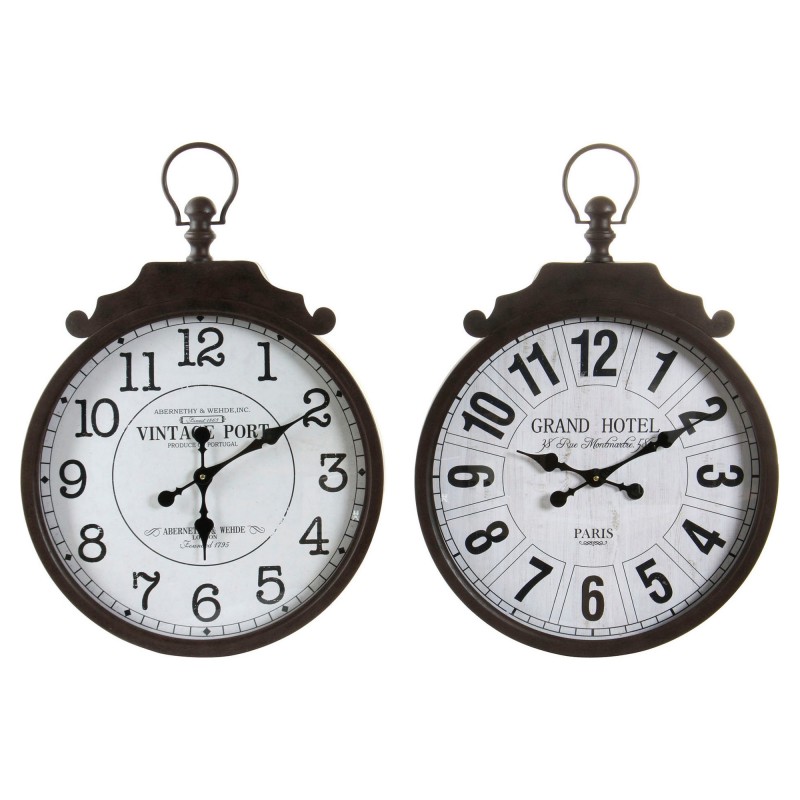 Horloge Murale DKD Home Decor 50 x 6 x 71 cm Noir Blanc Fer Traditionnel (2 Unités)