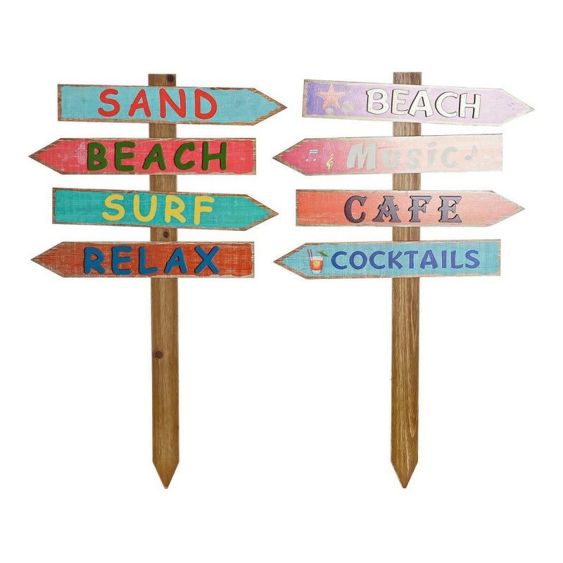 Figurine Décorative DKD Home Decor Plage Signaux 54,5 x 2,5 x 90 cm Marron Multicouleur méditerranéen (2 Unités)