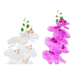 Plante décorative DKD Home Decor 8424001819430 21 x 21 x 82 cm Lila Blanc Orchidée (2 Unités)