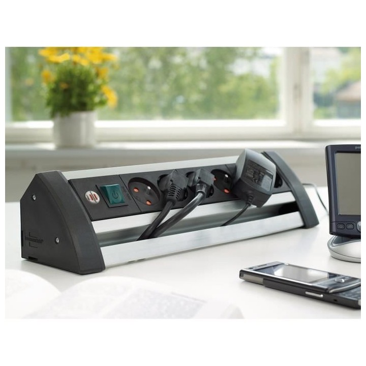 Brennenstuhl Multiprise Office-Line Alu - 6 prises - avec 3m de câble
