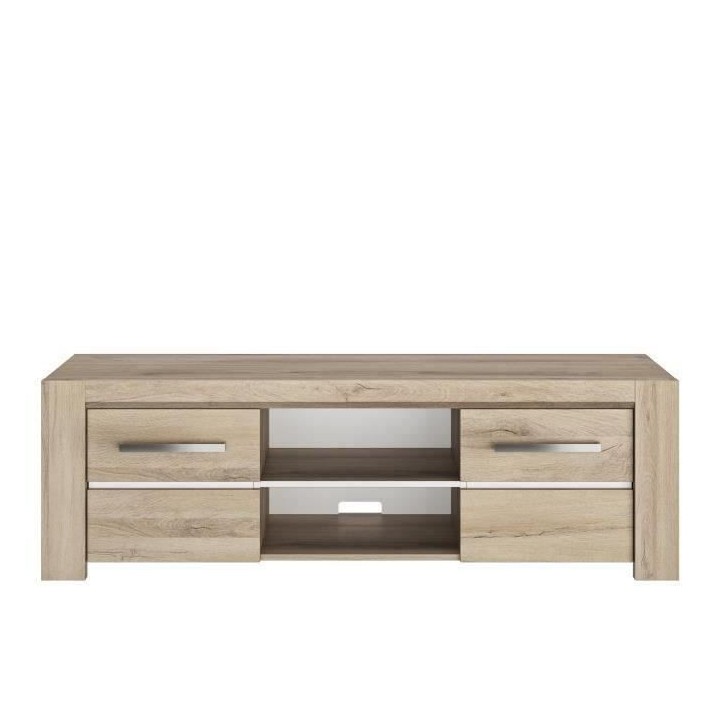 Meuble TV OLERON - 2 tiroirs - Décor chene - Made in France - L 160 x