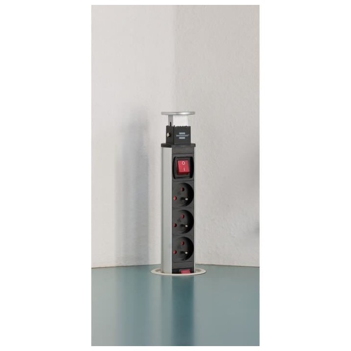 Brennenstuhl Multiprise TOWER POWER encastrable - 3 prises - avec 2m d