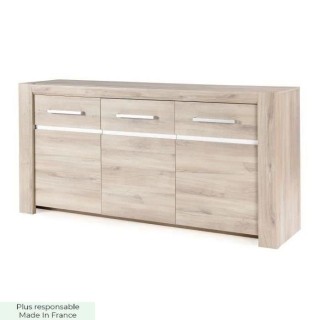 Buffet OLERON - 3 portes - Décor chene - Made in France - L 180 x P 4