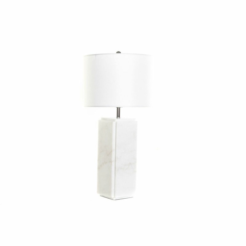 Lampe de bureau DKD Home Decor Blanc Polyester Métal Marbre 220 V 50 W (33 x 33 x 65 cm)