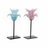 Bougeoir DKD Home Decor Bleu Rose Métal Verre 12 x 12 x 24 cm (2 Unités)