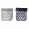 Panier DKD Home Decor 8424001856428 39 x 39 x 43 cm Gris Polyester Blanc Blue marine Boho Feuille d'une plante (2 Unités)