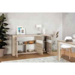 Buffet OLERON - 3 portes - Décor chene - Made in France - L 180 x P 45 x H 91 cm - GAMI