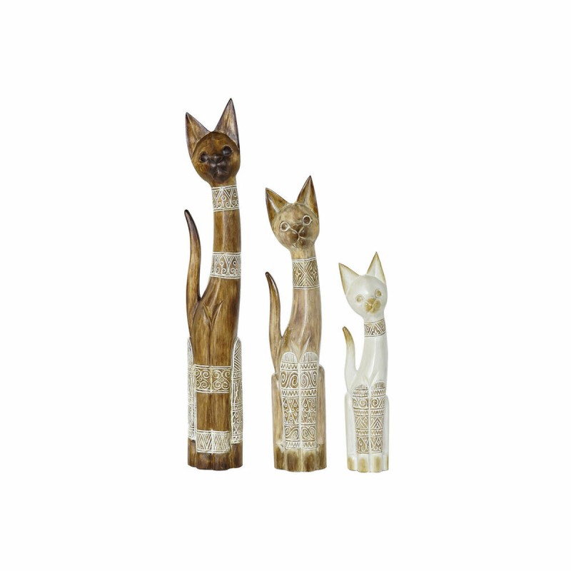 Figurine Décorative DKD Home Decor 8424001848201 16 x 7,5 x 100 cm 15,5 x 7 x 99,5 cm Naturel Beige Blanc 80 cm Chats