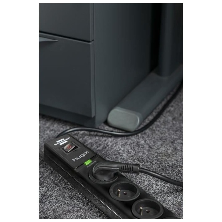 Brennenstuhl Multiprise hugo! Noire - 8 prises - avec parafoudre et 2m