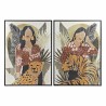 Cadre DKD Home Decor Femme Tigre 104 x 4,5 x 144 cm Animal Tropical (2 Unités)