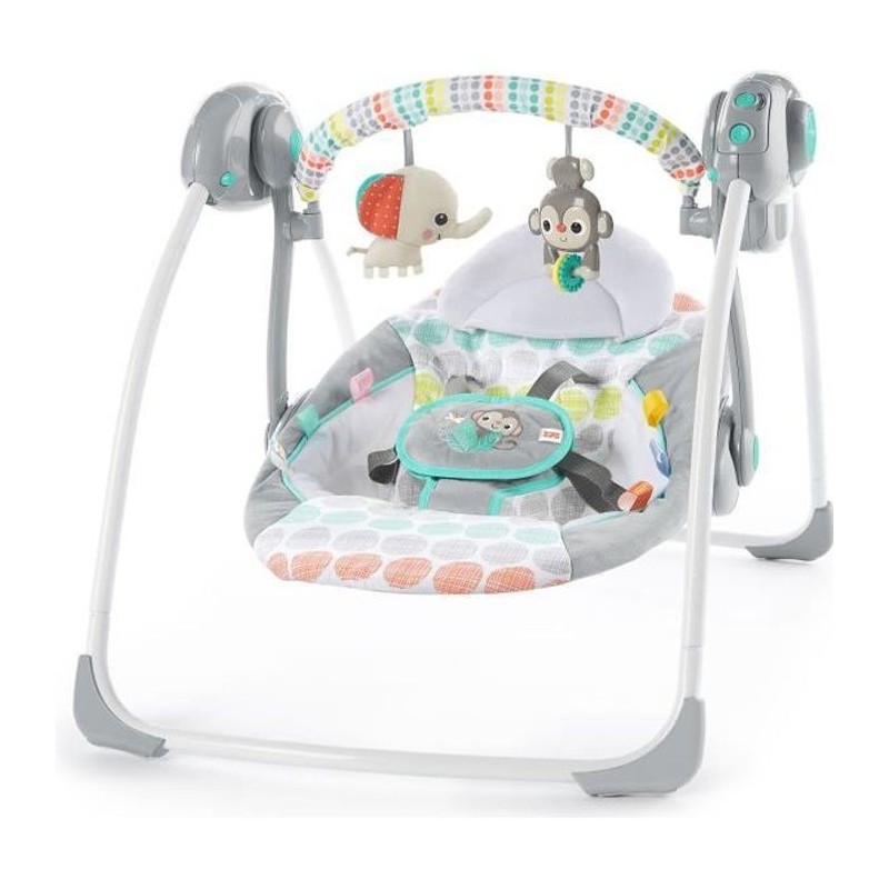 BRIGHT STARTS Balancelle compacte et automatique ultra silencieuse Whimsical Wild - Multicolore