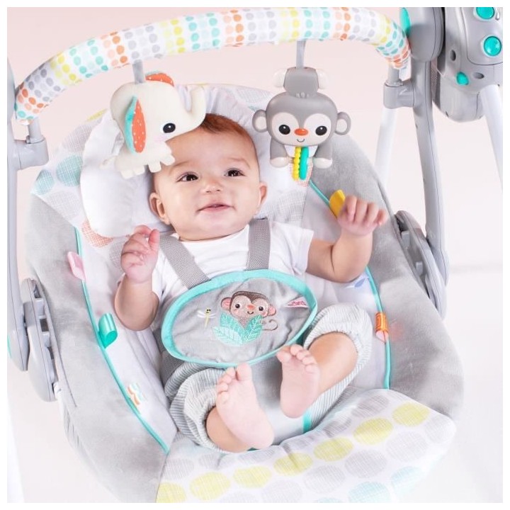 BRIGHT STARTS Balancelle compacte et automatique ultra silencieuse Whi