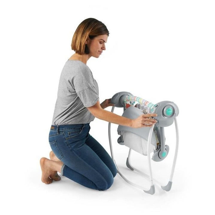 BRIGHT STARTS Balancelle compacte et automatique ultra silencieuse Whi