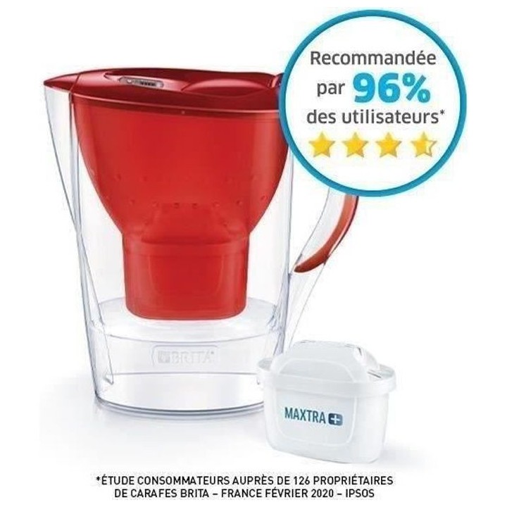 BRITA Carafe filtrante MARELLA Rouge + 1 Cartouche de rechange