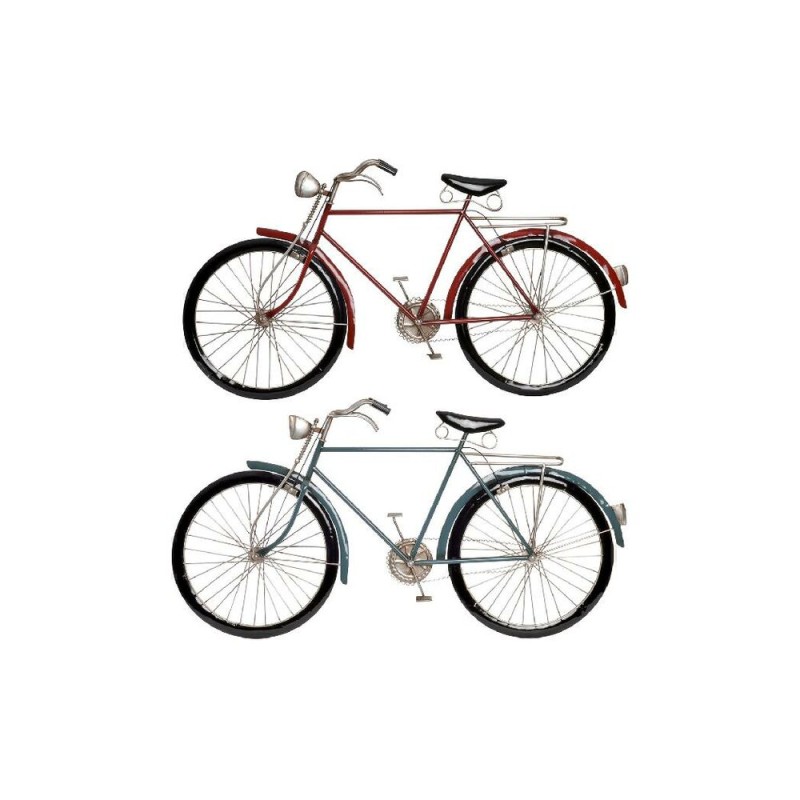 Décoration murale DKD Home Decor 92 x 5 x 48 cm Champagne Rouge Noir Bicyclette Bleu ciel Vintage (2 Unités)