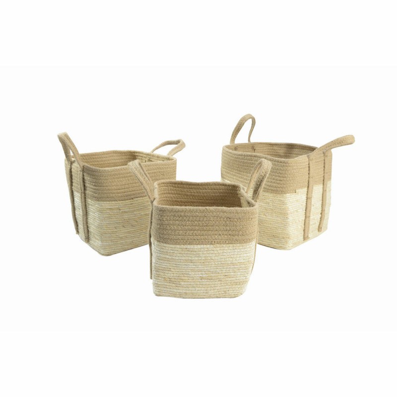 Set de basket DKD Home Decor Jute Fibre Cottage (3 pcs) (35 x 35 x 35 cm)