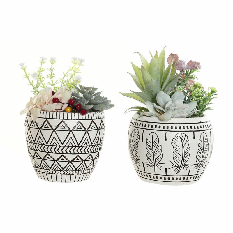 Plante décorative DKD Home Decor Résine Polyéthylène Cactus 12 x 12 x 18 cm (2 Unités)