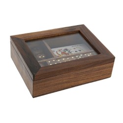 Jeu de société DKD Home Decor Sheesham 16,5 x 14 x 4 cm Brun foncé 4 Pièces