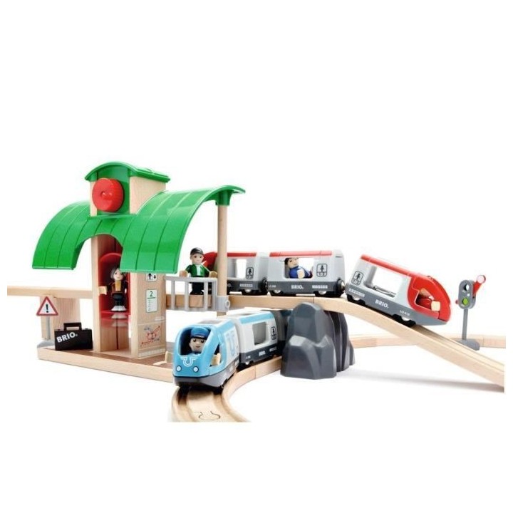 Brio World Circuit Plateforme Voyageurs - Coffret complet 42 pieces -