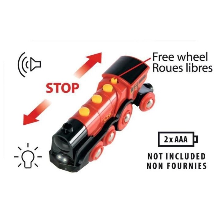 Brio World Locomotive Rouge Puissante a piles - Accessoire son & lumie