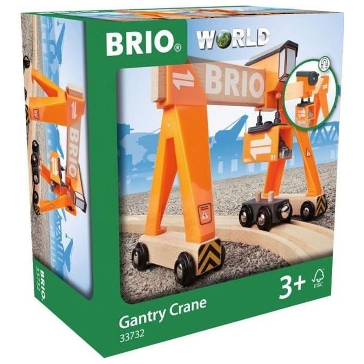 Brio World Grue-Portique - Accessoire pour circuit de train en bois -