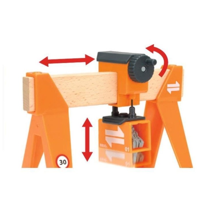 Brio World Grue-Portique - Accessoire pour circuit de train en bois -