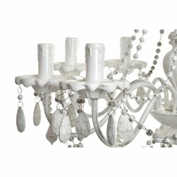 Suspension DKD Home Decor Blanc Métal Sapin Plastique 40 W Romantique Décapé 220 V 65 x 65 x 53 cm