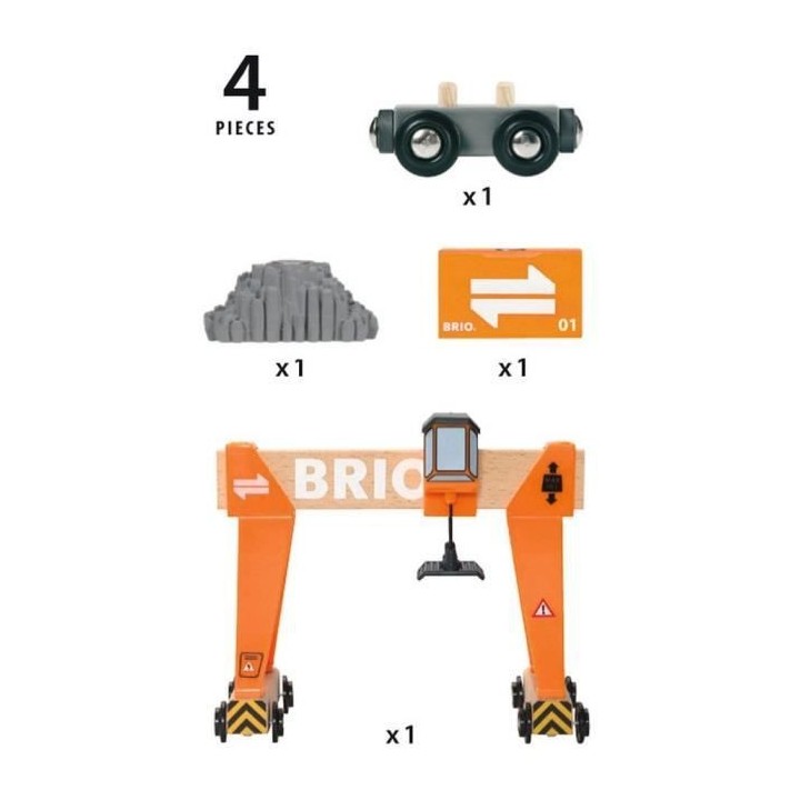 Brio World Grue-Portique - Accessoire pour circuit de train en bois -