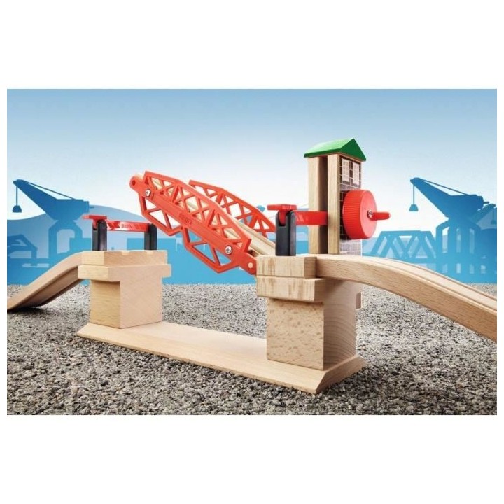 Brio World Pont Basculant - Accessoire pour circuit de train en bois -