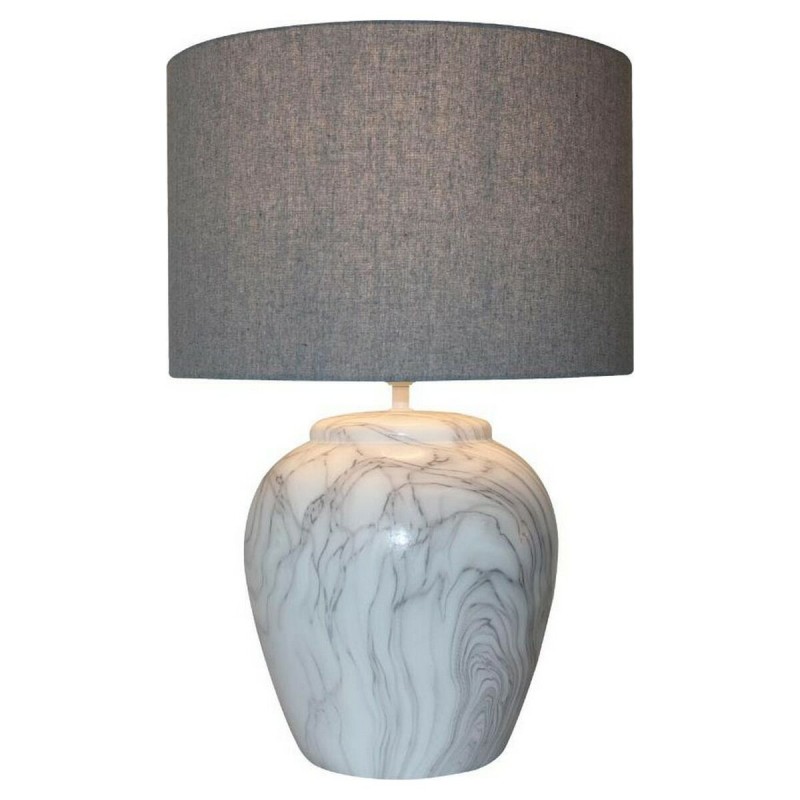 Lampe de bureau DKD Home Decor Toile Céramique Gris Blanc (38 x 38 x 58 cm)