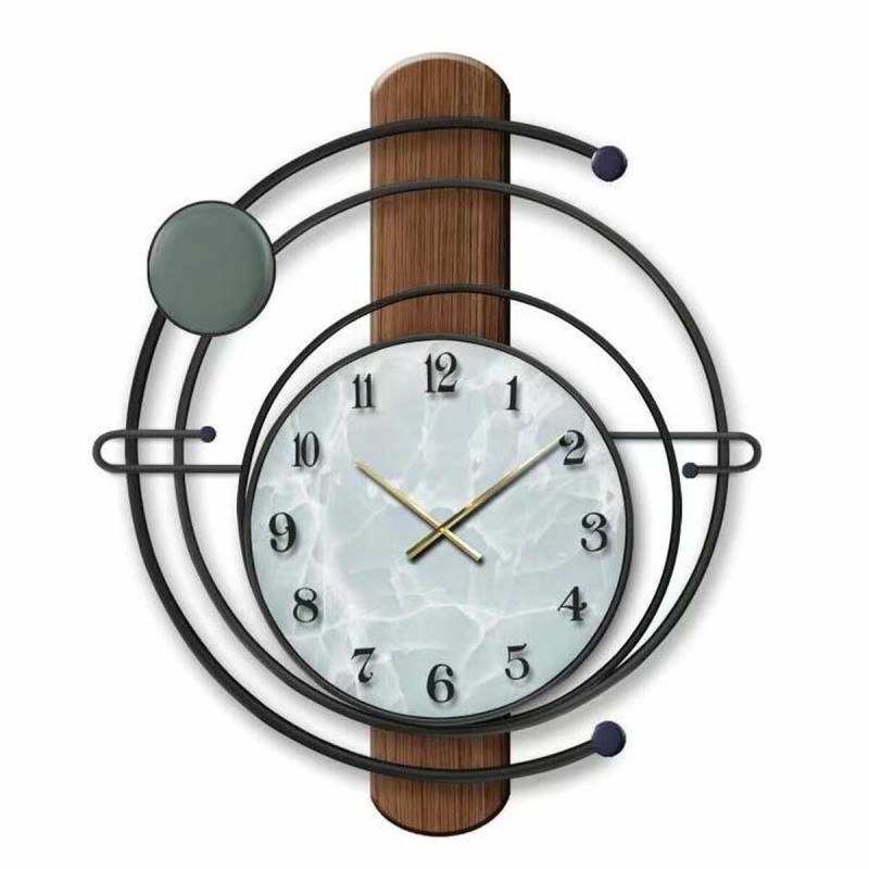 Horloge Murale DKD Home Decor Noir Fer Bois MDF (60 x 4.5 x 60 cm)