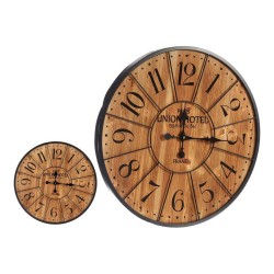 Horloge Murale Noir Brun foncé Métal Bois (60 x 4,5 x 60 cm)