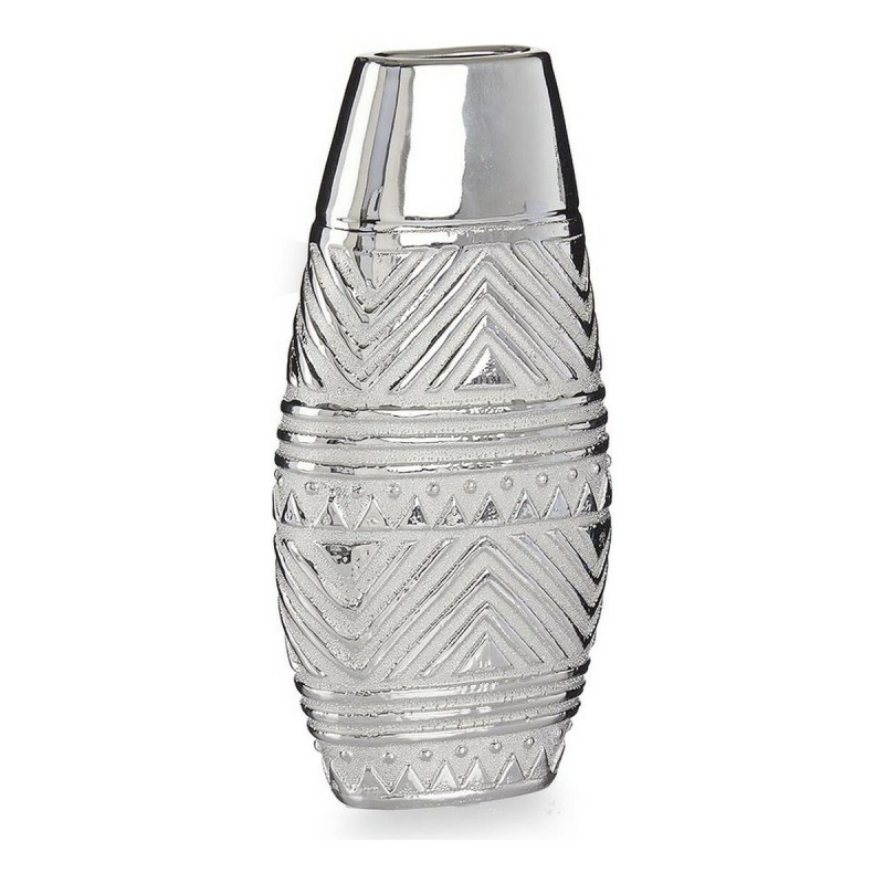 Vase Largeur Céramique Argenté (7 x 29,5 x 14 cm)