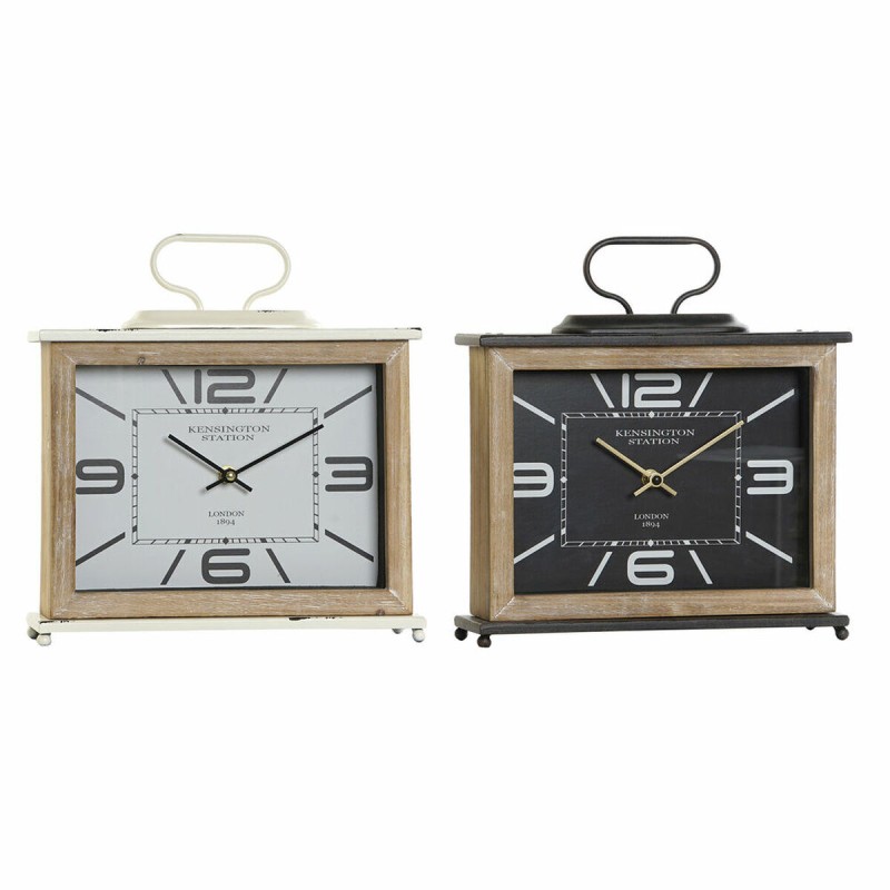 Horloge de table DKD Home Decor 28 x 8 x 29,5 cm Noir Métal Blanc Traditionnel Bois MDF (2 Unités)