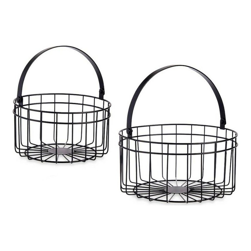 Panier Ronde Noir Métal (2 pcs)