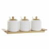 Saucière DKD Home Decor Bambou Porcelaine 4 Pièces 33 x 9 x 11,5 cm