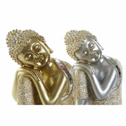 Figurine Décorative DKD Home Decor Doré Argenté Buda Oriental 16 x 16 x 23 cm (2 Unités)