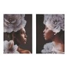 Cadre Femme Fleurs (2 pcs) (50 x 1,5 x 70 cm)