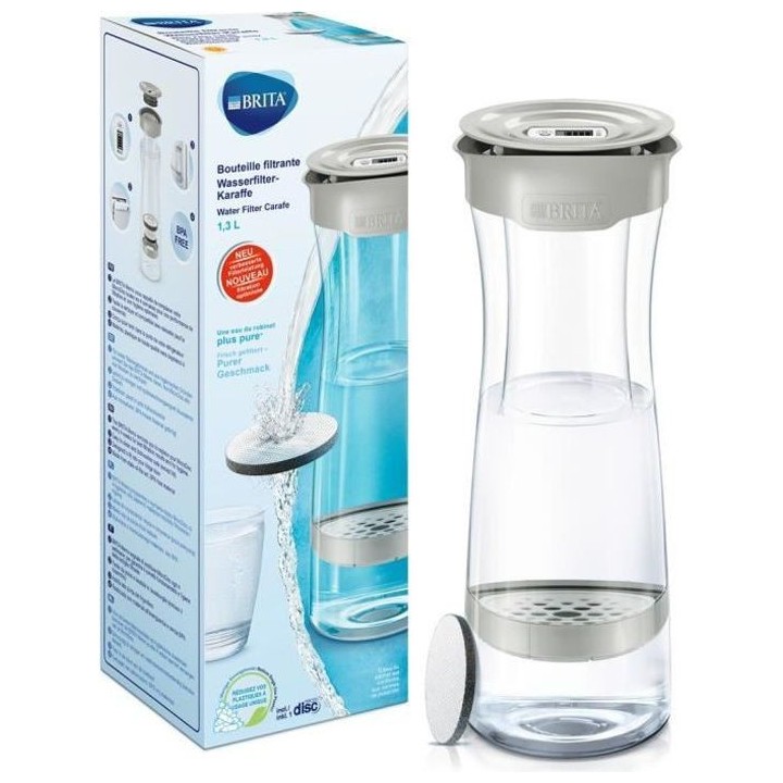 BRITA 1031311 - Bouteille filtrante gris pastel - 1 filtre MicroDisc i