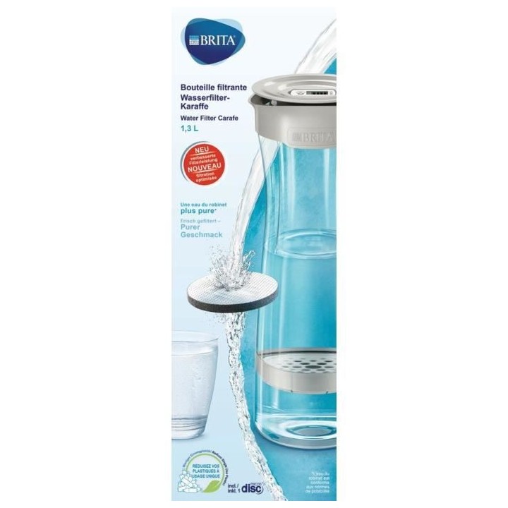 BRITA 1031311 - Bouteille filtrante gris pastel - 1 filtre MicroDisc i
