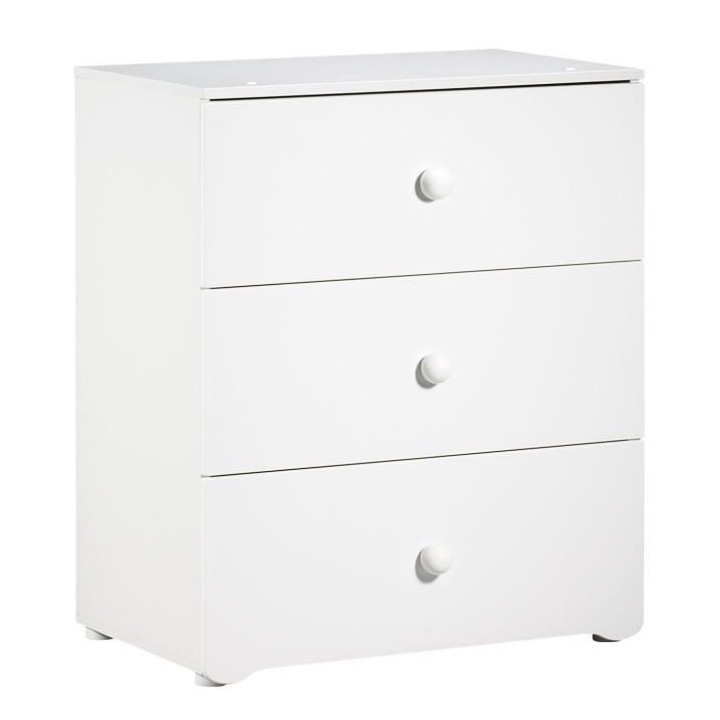 BABY PRICE New Basic Commode a langer 3 tiroirs - Boutons boule blancs