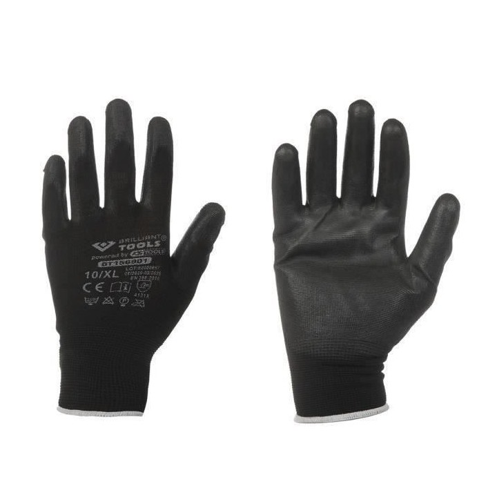 Gants mailles ultra-fines | noir | XL | 12 paires - Brilliant Tools BT