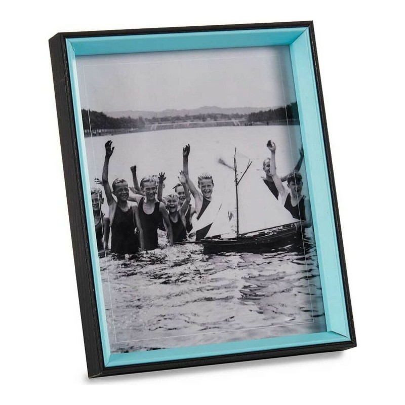 Cadre photo Noir Bleu Verre 3 x 27 x 22 cm Bois MDF