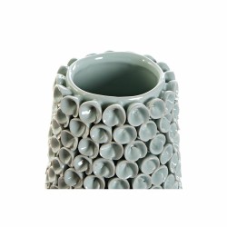 Vase DKD Home Decor Fleur Rose Turquoise Grès 16 x 16 x 22 cm méditerranéen (2 Unités)