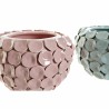 Vase DKD Home Decor 24,5 x 24,5 x 17 cm Rose Turquoise Grès Moderne Avec relief (2 Unités)