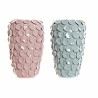 Vase DKD Home Decor 20 x 20 x 30,5 cm Rose Turquoise Grès Moderne Avec relief (2 Unités)