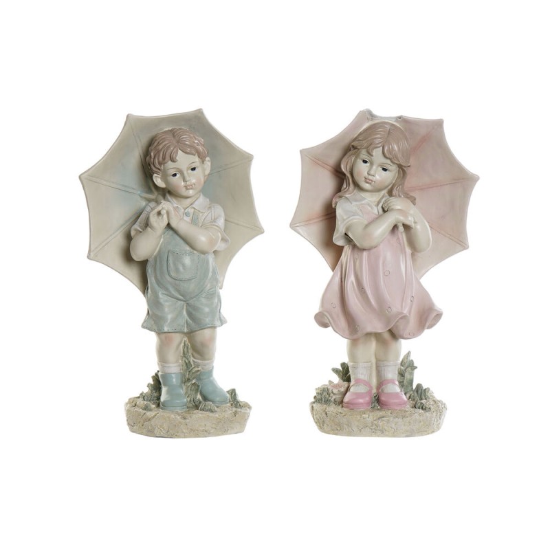 Figurine Décorative DKD Home Decor 28 x 20 x 48,5 cm Bleu Rose Enfant (2 Unités)