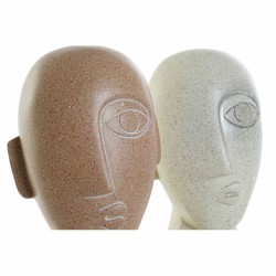 Figurine Décorative DKD Home Decor Beige Terre cuite Visage 14,5 x 10,5 x 27,5 cm (2 Unités)