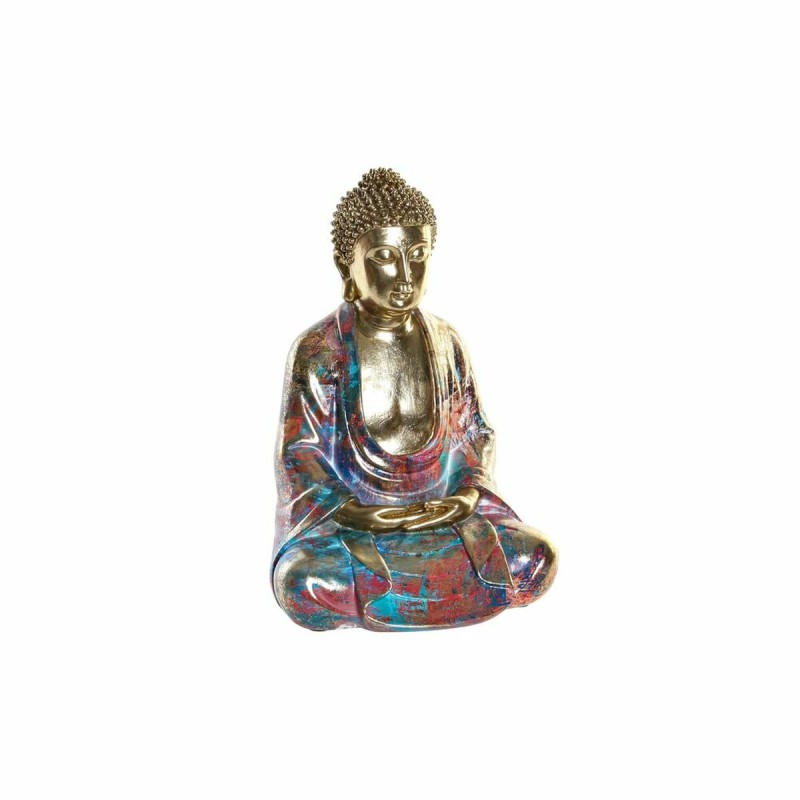 Figurine Décorative DKD Home Decor 22 x 17,5 x 32 cm Doré Buda Multicouleur Oriental